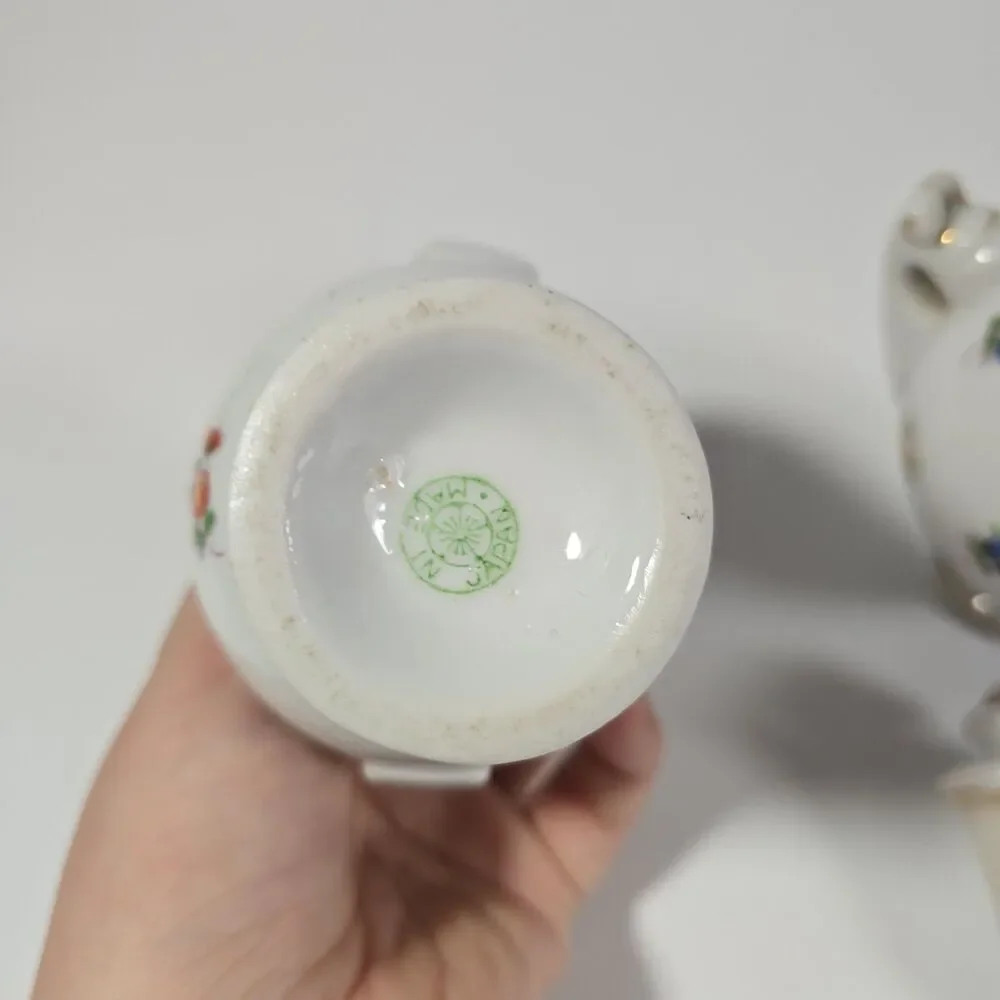 Vintage Floral Mikori Ware Japan Dresser Vanity Perfume Bottles